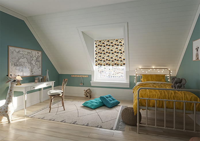 Bear Necessities, Soft Teal - Motorised Roman Blind - Image 6